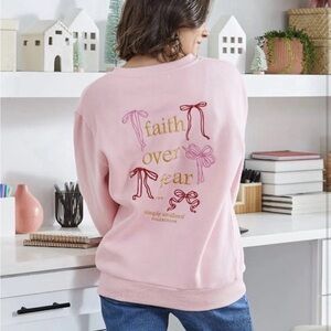 Simply Southern Faith Over Fear Sweatshirt (Bow) Crew Neck size XL